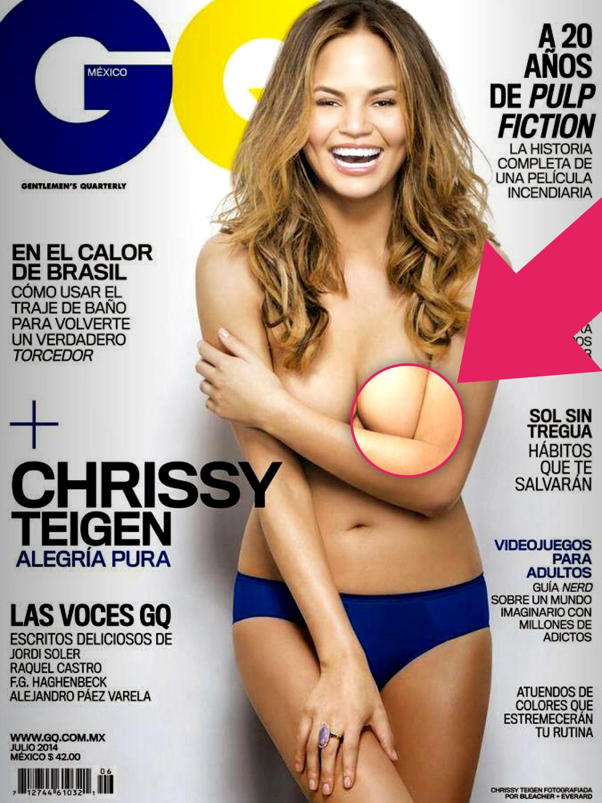 ANOTHER Photoshop Fail! Chrissy Teigan Poses Topless For 'GQ,' Loses Nipple