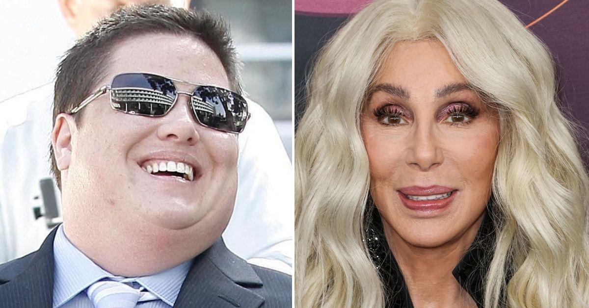 Split photo of Chaz Bono and Cher