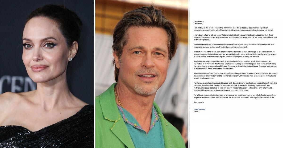 brad pitt angelina jolie icy email sent lawyers to brad winery sale