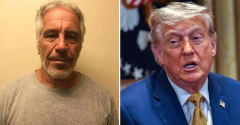 Composite photo of jeffrey epstein and donald trump