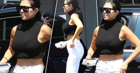 //kourtney kardashian weight loss abs white jeans pp