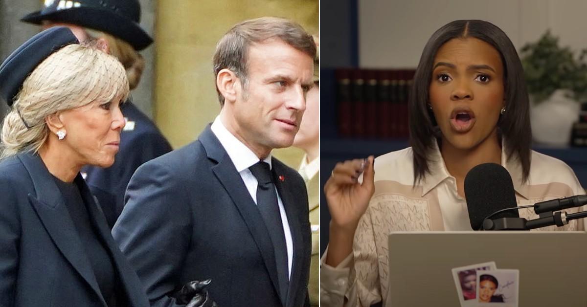 Composite photo of Brigitte and Emmanuel Macron, Candace Owens