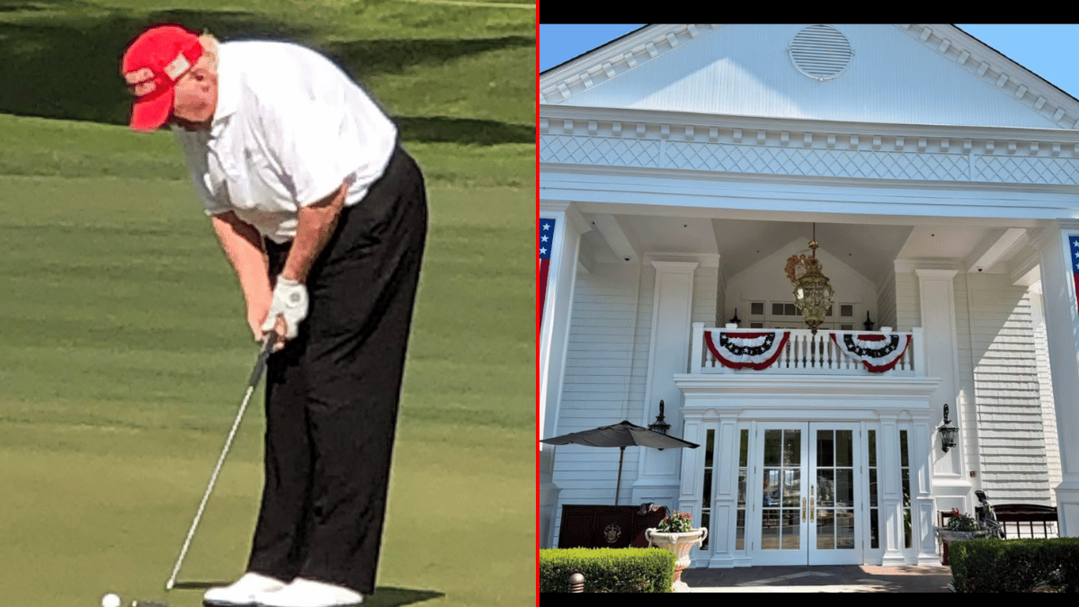 A photo of Donald Trump alongside a photo of his golf club