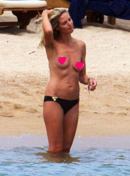 Heidi Klum Topless on the Beach in Porto Cervo, Sardinia