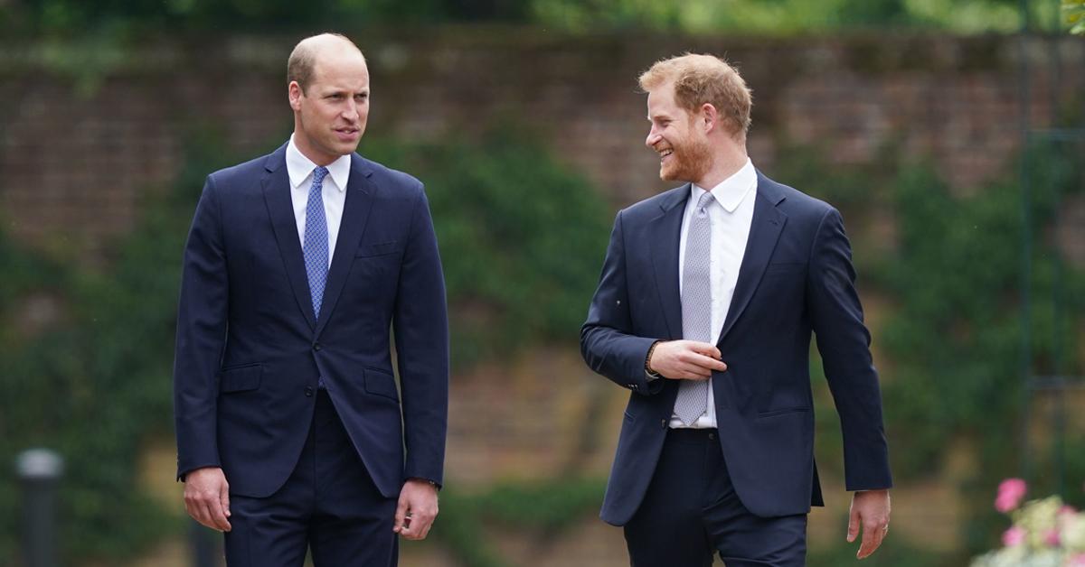 prince william harry reunite first photos mom diana statue unveiling