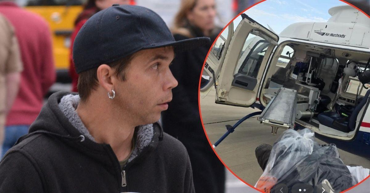 split image of Jeremiah Raber and helicopter