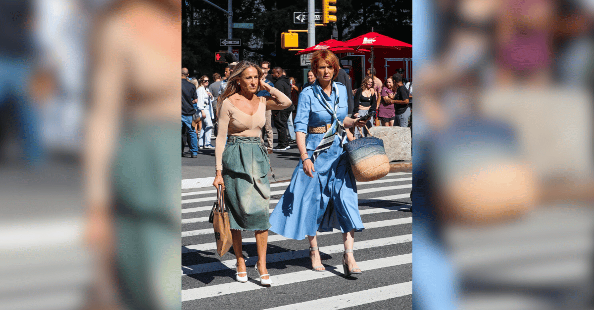 Sarah Jessica Parker and Cynthia Nixon filming 'And Just Like That...'