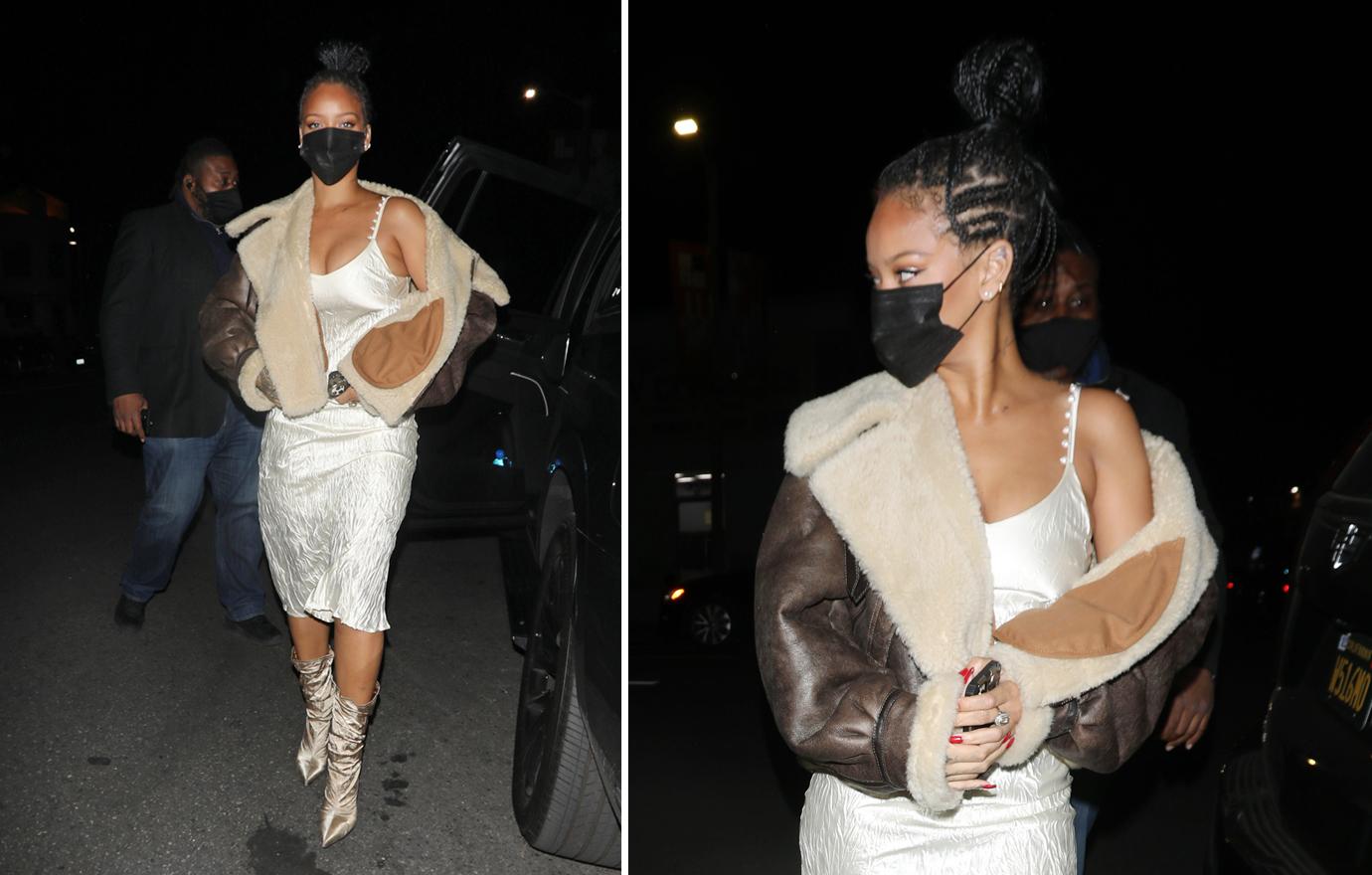 hp rihanna in white satin dress