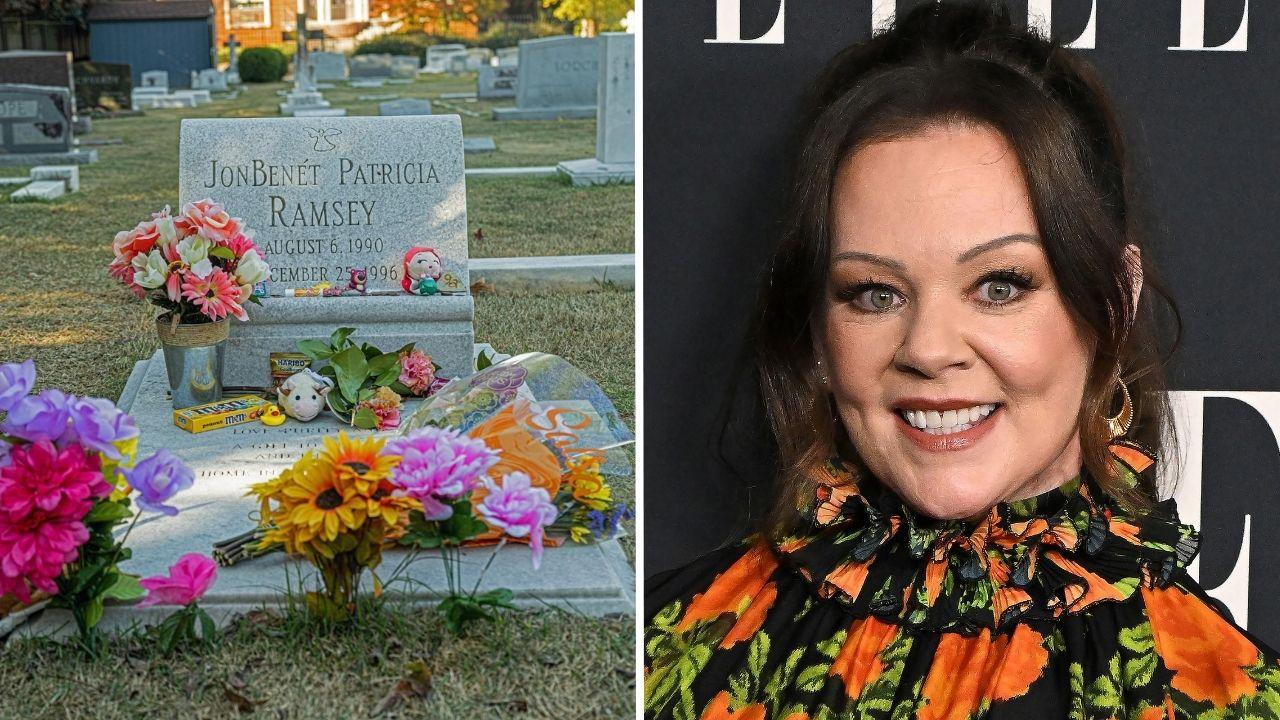 Split photos of JonBenét Ramsey and Melissa McCarthy