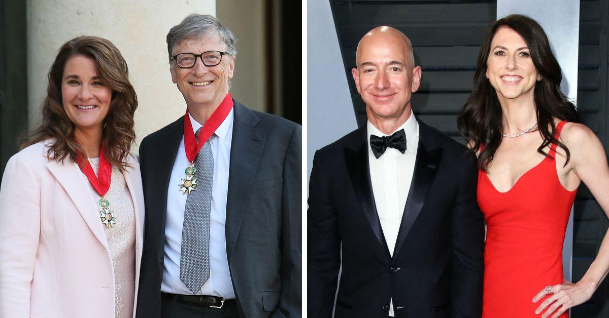 Photos of Bill and Melinda Gates, Jezz Bezos and MacKenzie Scott
