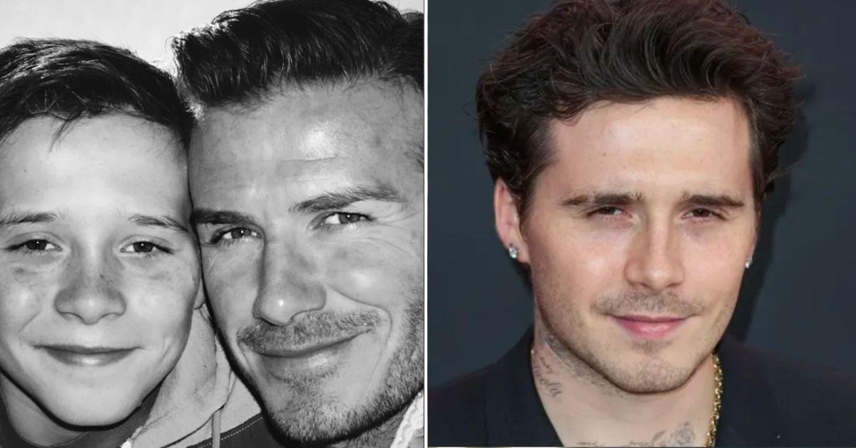 Composite photo of David and Brooklyn Beckham