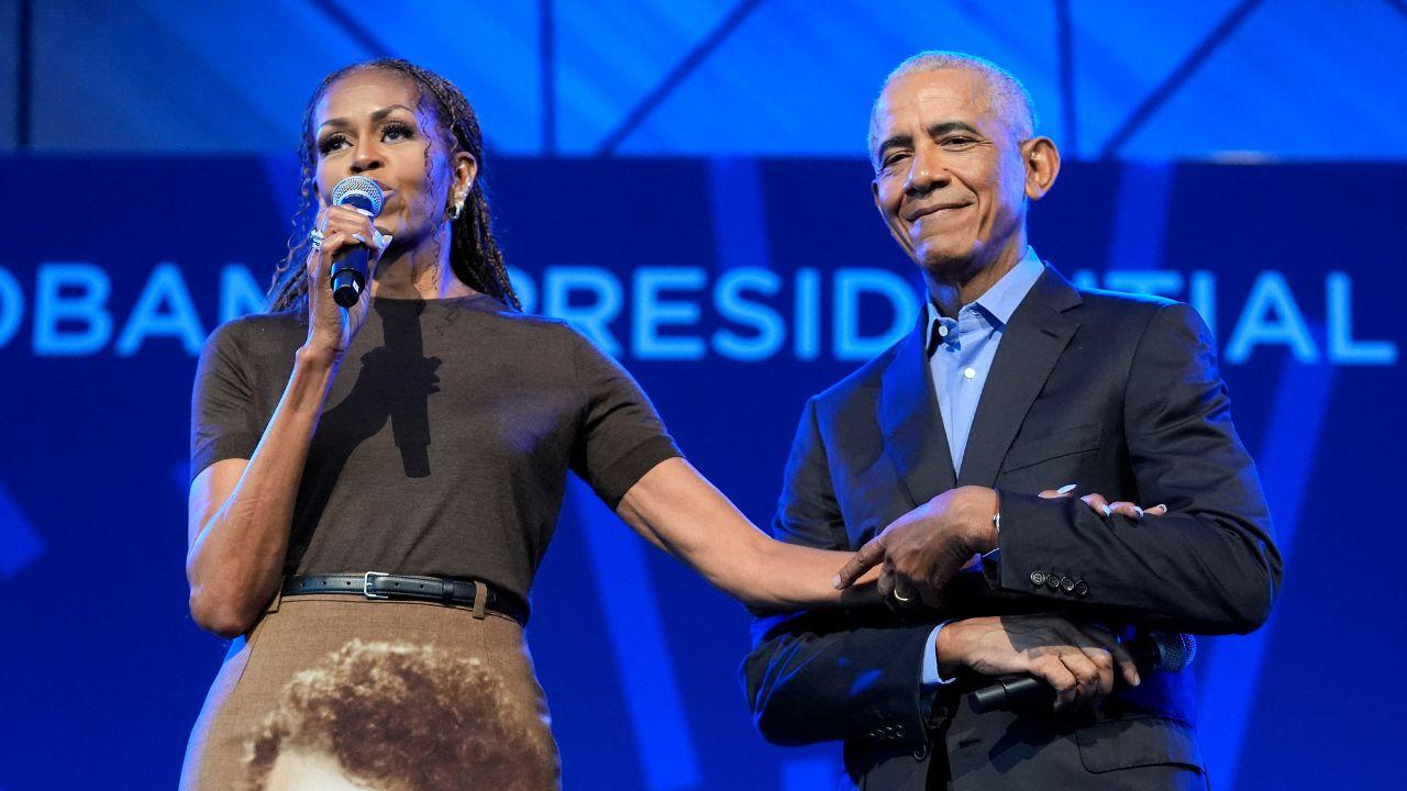 A photo of Michelle Obama and Barack Obama