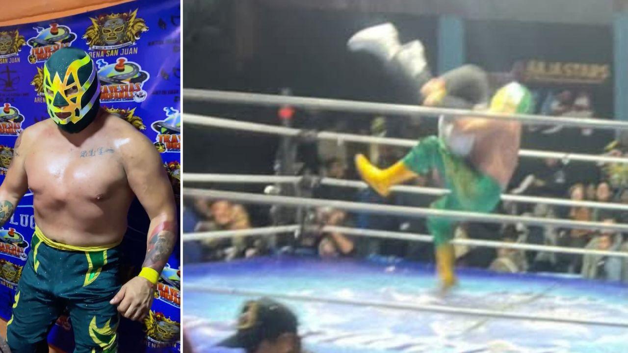 Photo of Hijo de Fishman. Screenshot of alleged piledriver move.