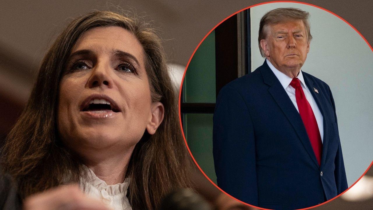 Split image of Nancy Mace and Donald Trump