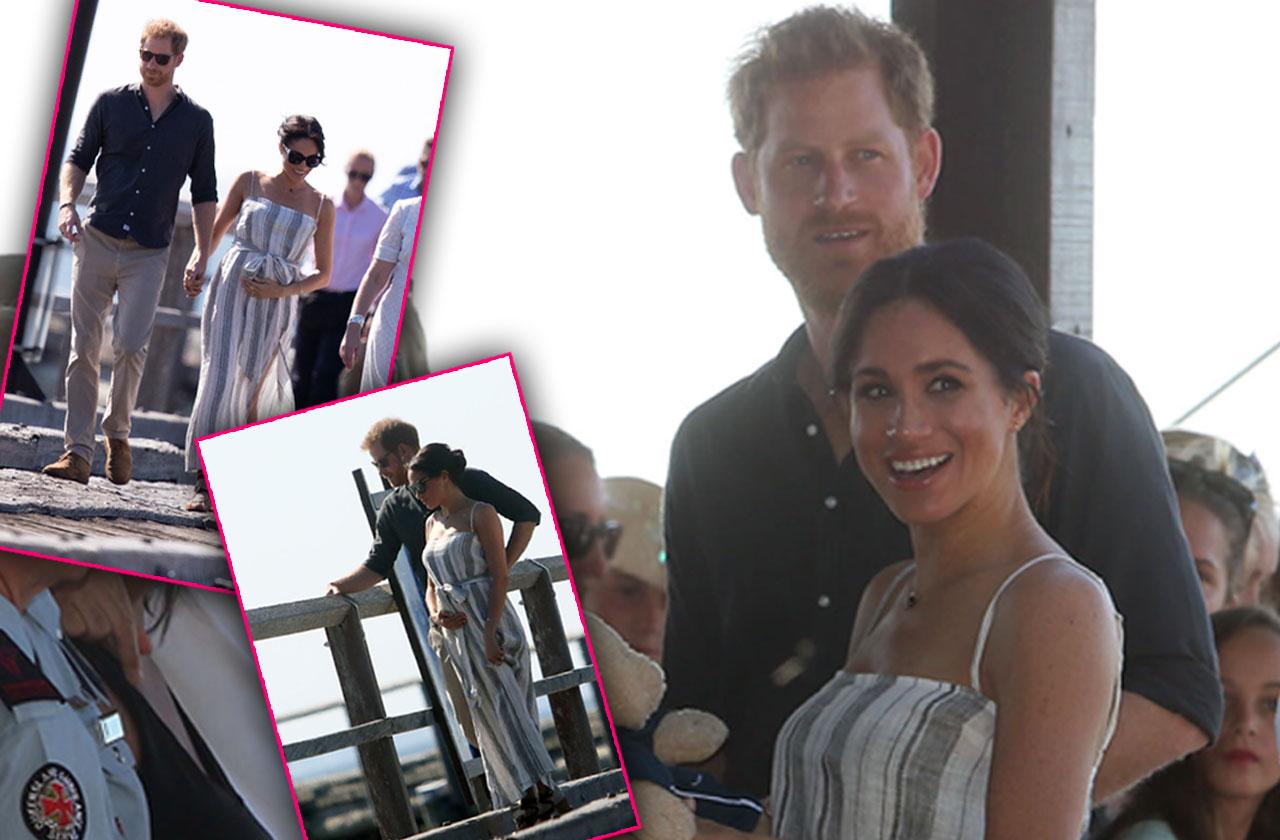 //Meghan Markle Cradles Baby Bump PDA Prince Harry PP