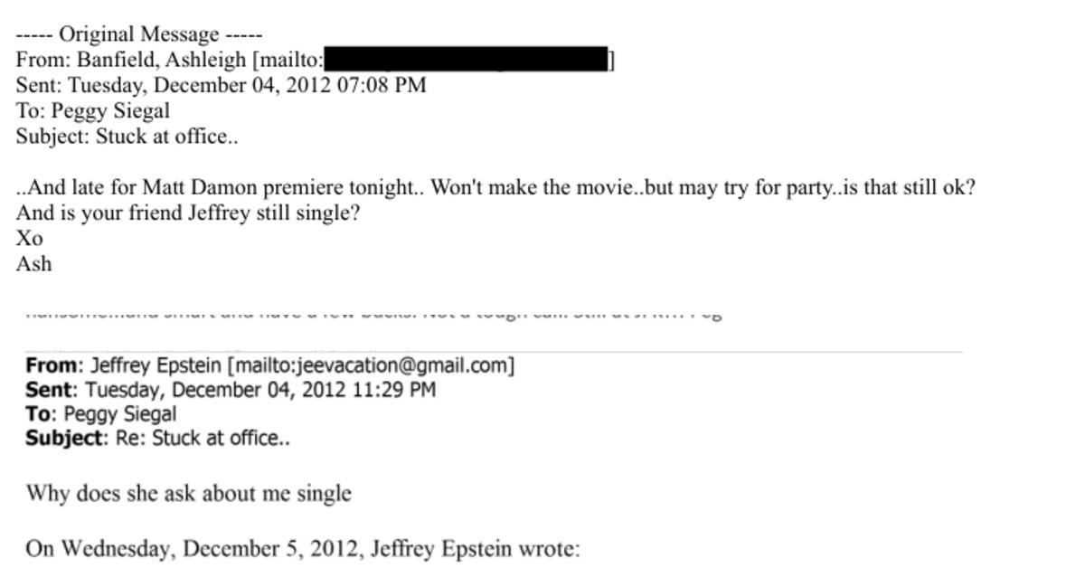 Photo of Epstein email from DOJ.