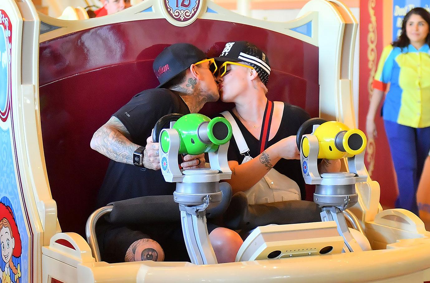 Pink And Carey Hart in Disneyland PDA