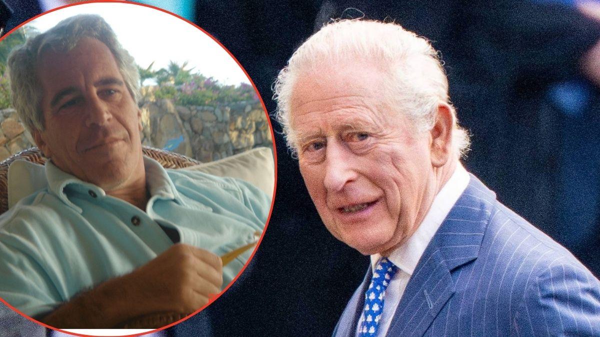 Split photo of King Charles and Jeffrey Epstein