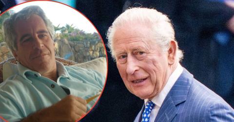 Split photo of King Charles and Jeffrey Epstein