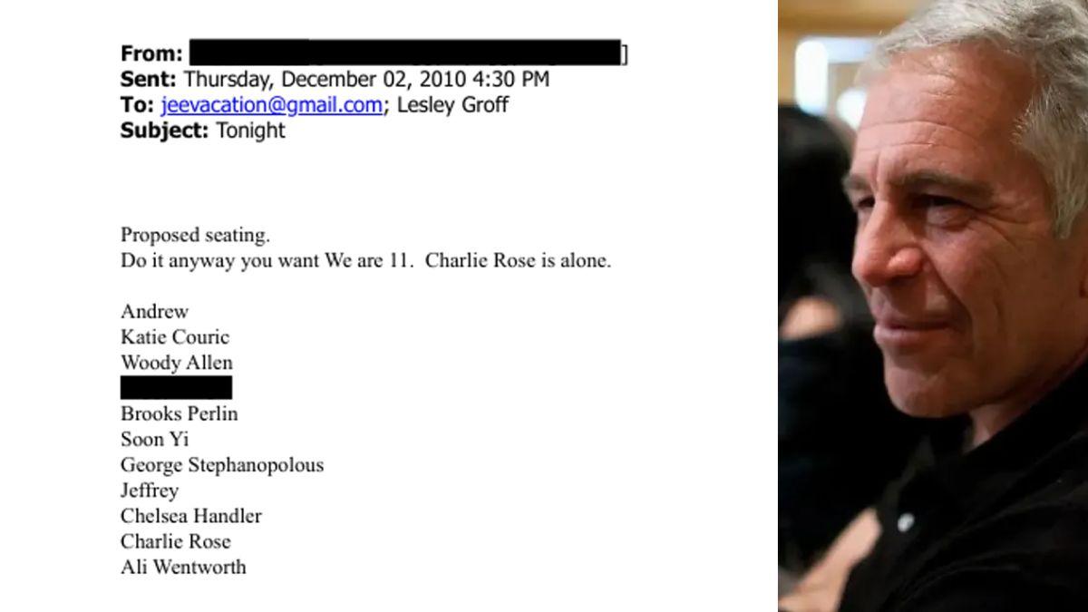 Photo of Jeffrey Epstein and guest list