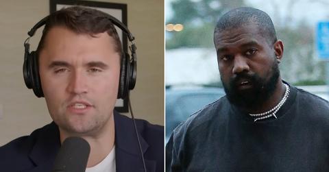Split photo of Charlie Kirk and Kanye West