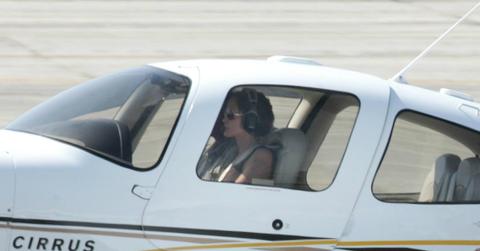 Angelina Jolie in the cockpit of her plane.