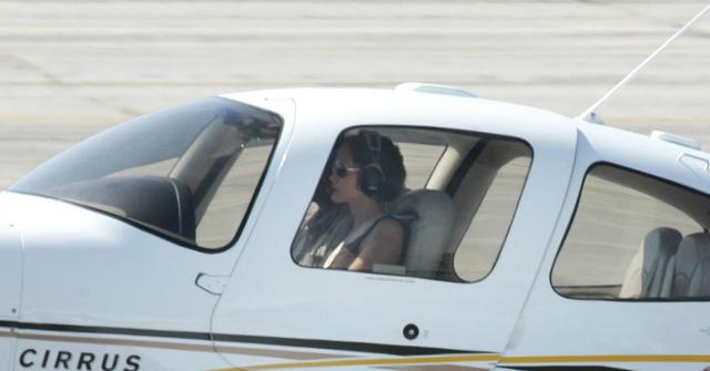 Angelina Jolie in the cockpit of her plane.