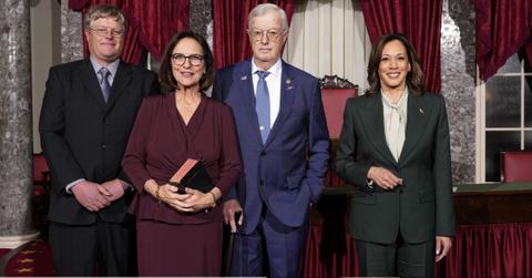 Photo of Senator Deb Fischer and family with Kamala Harris