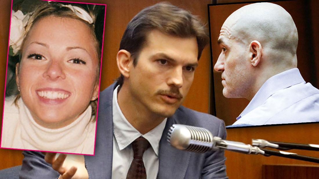 Left Ashley Ellerin ,Ashton Kutcher’s former girlfriend and a mom of four, Ashton Kutcher Testifying In Court, Far Right Michael Gargiulo Guilty of Murder