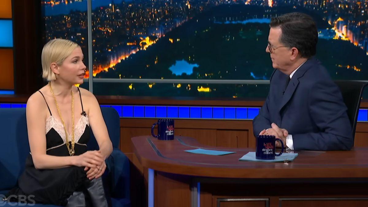 Photo of Michelle Williams and Stephen Colbert