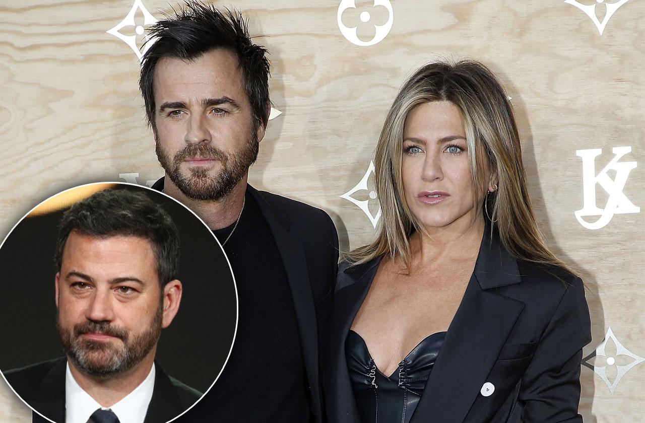 jimmy kimmel warns justin theroux jennifer aniston heartbreak