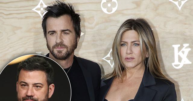 jimmy kimmel warns justin theroux jennifer aniston heartbreak