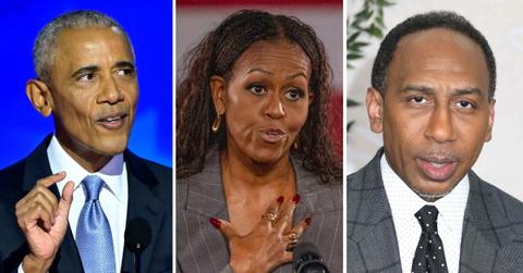 Photo of Barack Obama, Michelle Obama, Stephen A. Smith