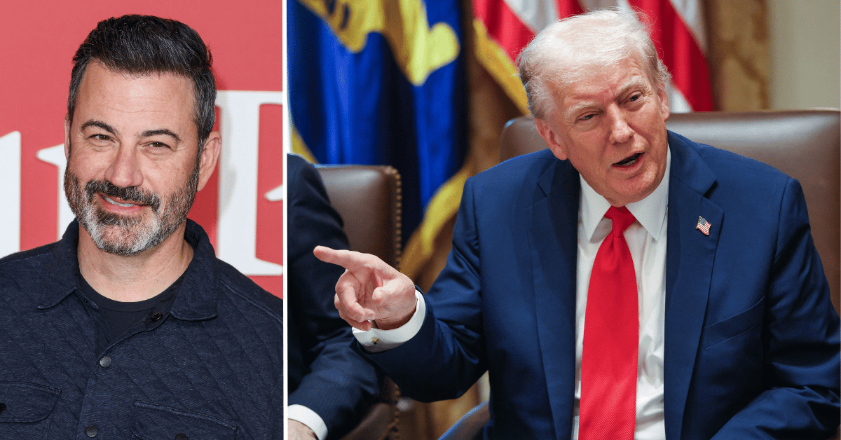 Split photo of Jimmy Kimmel and Donald Trump
