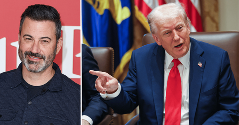 Split photo of Jimmy Kimmel and Donald Trump