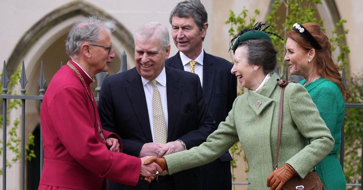 Photo of Prince Andrew, Timothy Lawrence, Princess Anne and Sarah Ferguson