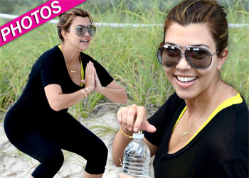 //kourtney kardashian workout beach