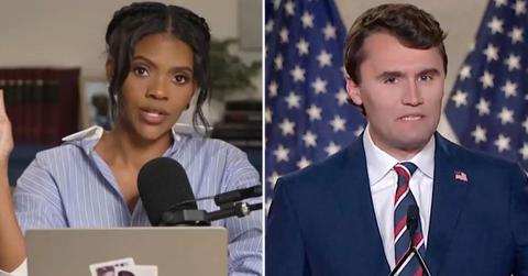 A photo of Candace Owens alongside a photo of Charlie Kirk