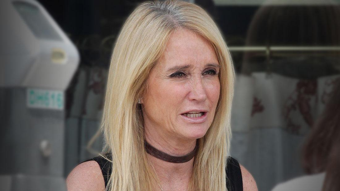 Kim Richards Making scared face Wearing Black Tank Top And Leather Choker