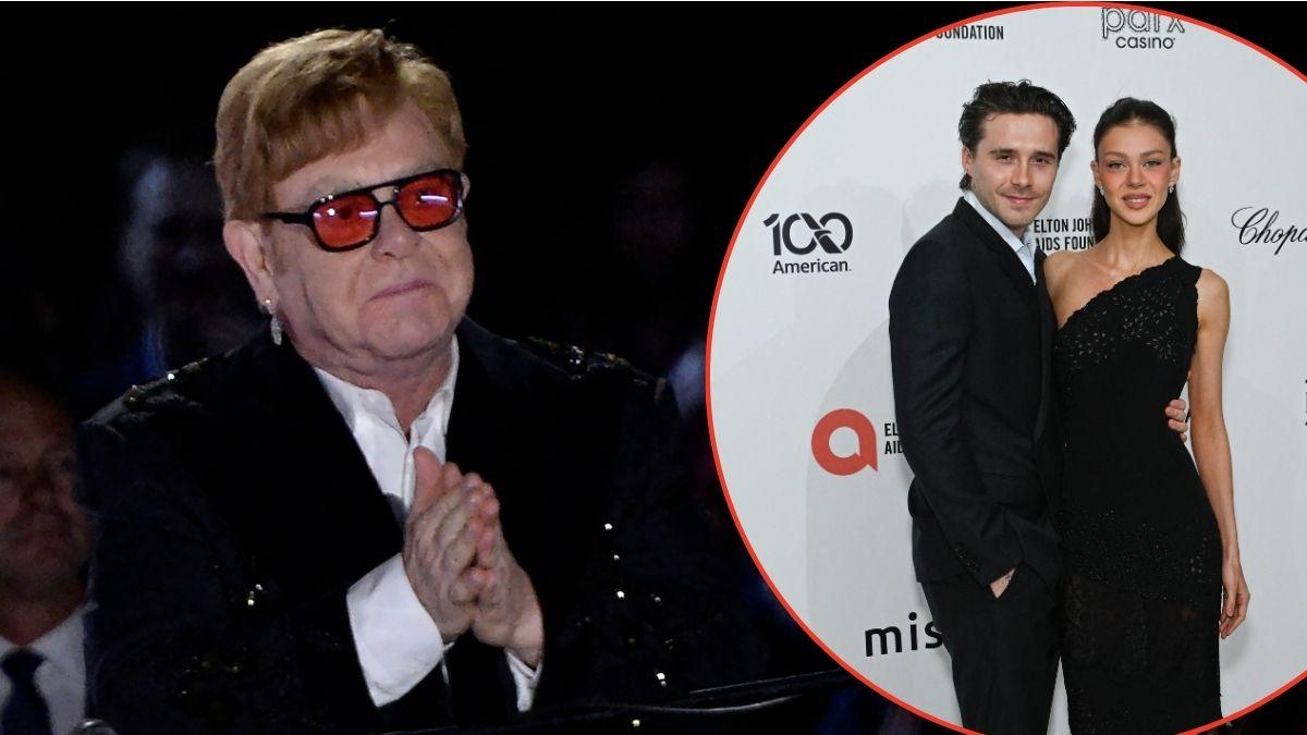 Photo of Elton John, Brooklyn Beckham and Nicola Peltz