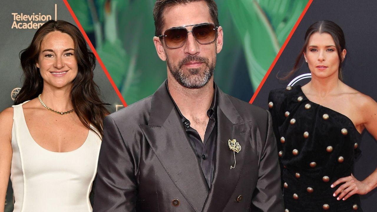 Split photo of Aaron Rodgers,Shailene Woodley and Danica Patrick