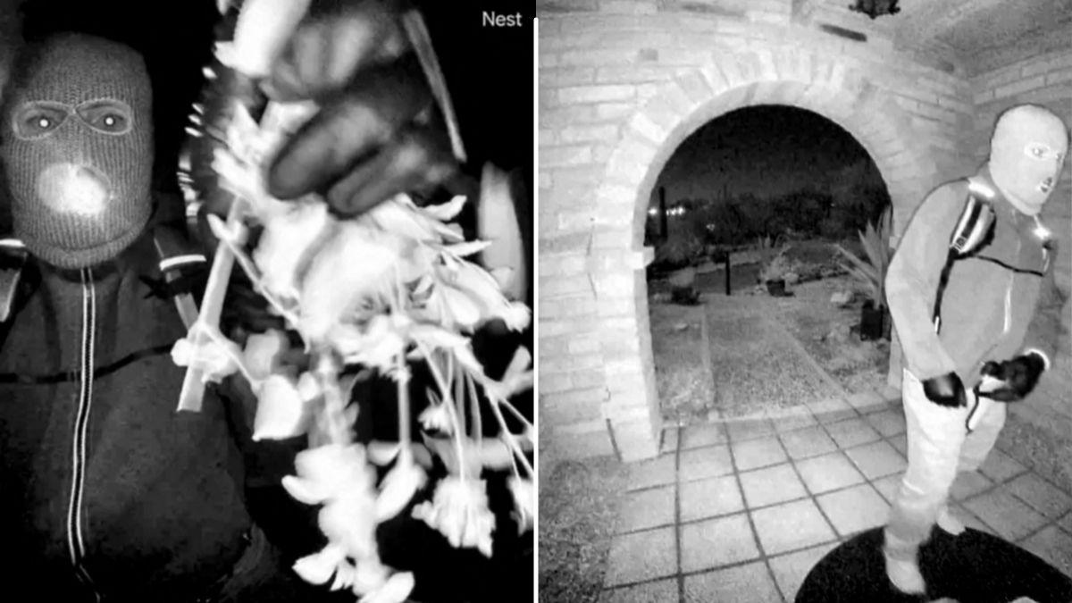 Doorbell camera images captured a masked suspect outside Nancy's Tucson home before her abduction.