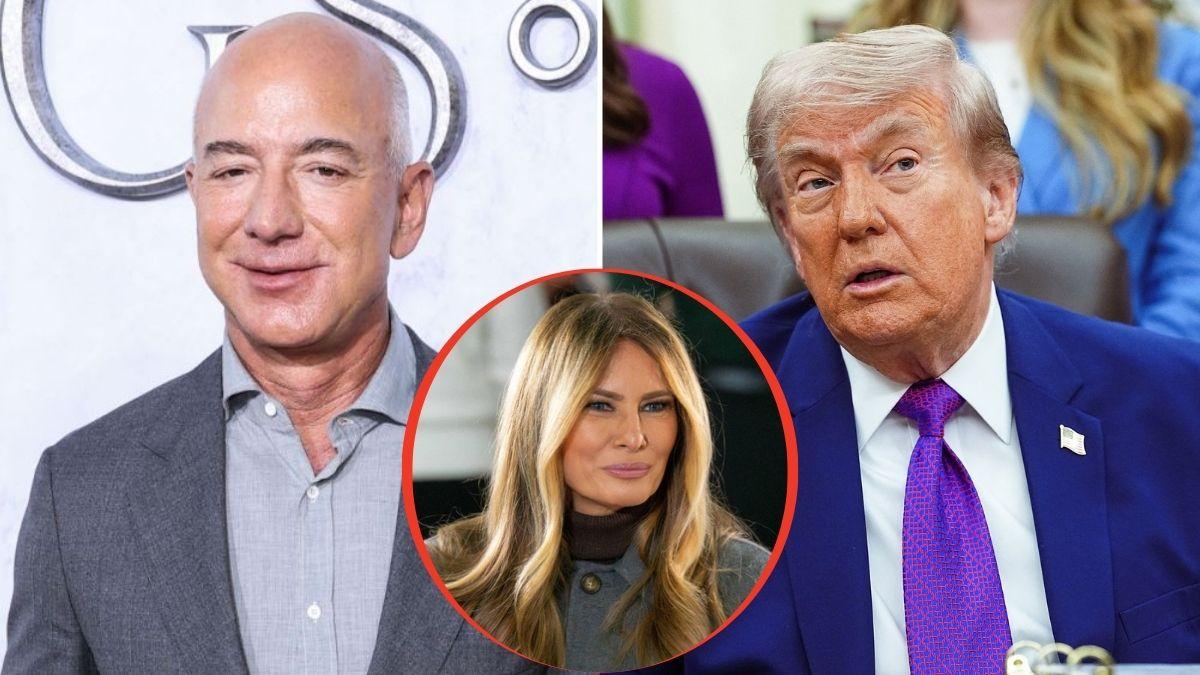 split image of Jeff Bezos / Donald Trump / Melania Trump