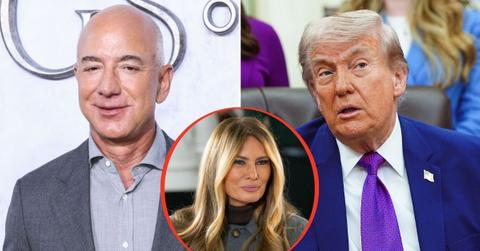 split image of Jeff Bezos / Donald Trump / Melania Trump