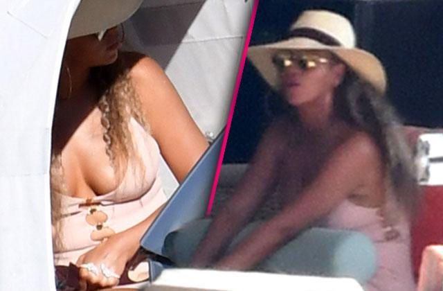 beyonce bikini belly cover up yacht italy