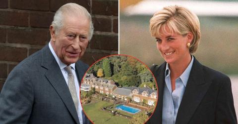 Split photo of King Charles, Princess Diana and park House