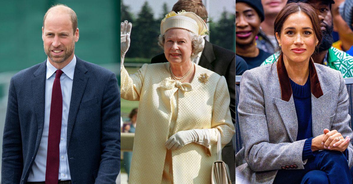 Photo of Prince William Queen Elizabeth and Meghan Markle