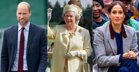 Photo of Prince William Queen Elizabeth and Meghan Markle