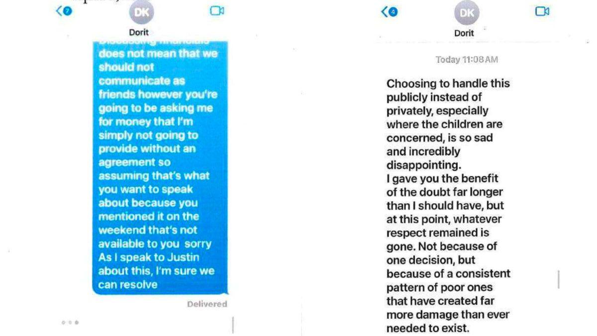 Screenshots of Dorit and Pauls text exchange
