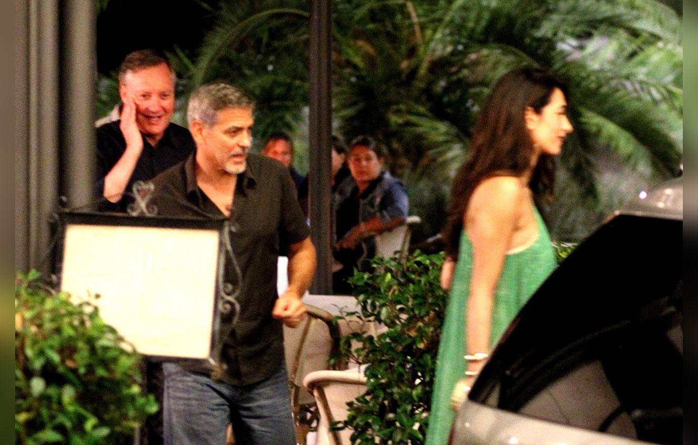 George Clooney Amal Date Green Dress